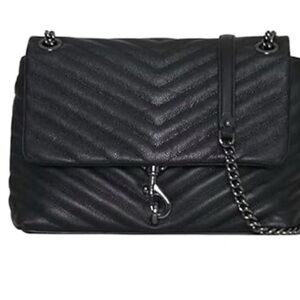 Rebecca Minkoff Edie Nylon Jumbo Flap Quilted Black Shoulder Bag NWOT